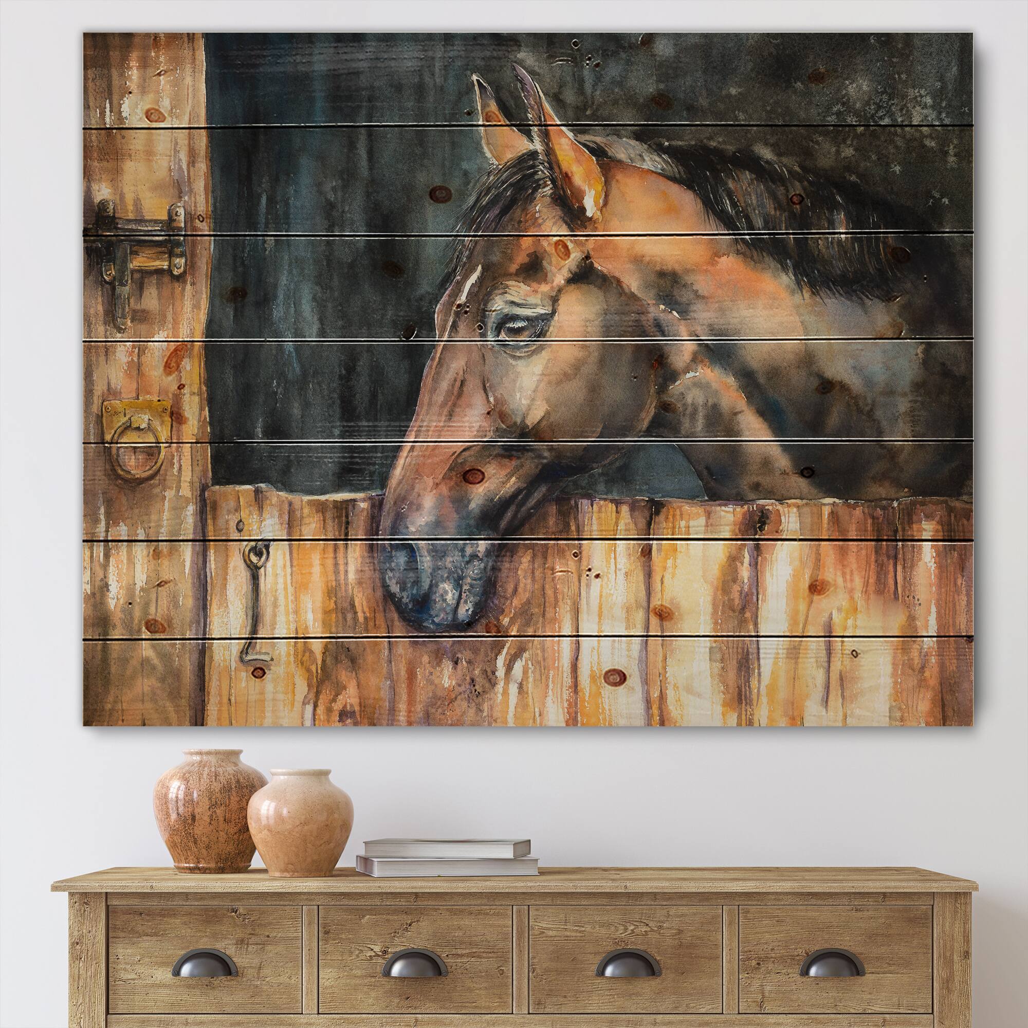 Designart - The Head of A Horse In Stable